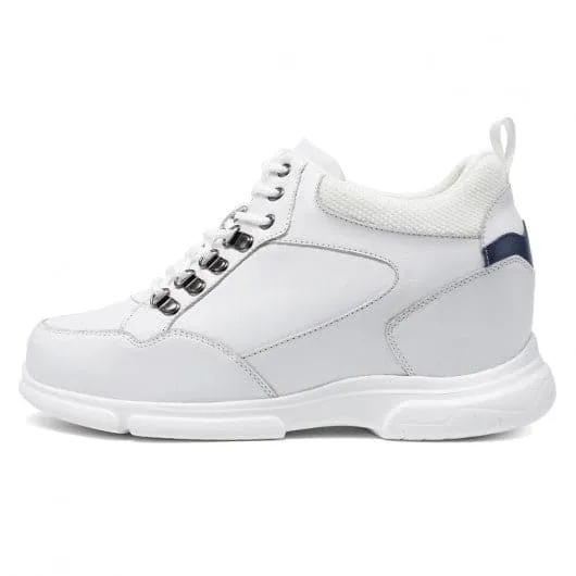 10 CM / 3.94 Inches - CMR Chamaripa Height Increase Shoes Men Elevator Sneakers Shoes White Leather Shoes