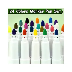 24 Shades Acrylic Marker Pen Set, Water-Based Non-Toxic Ink, Waterproof, Smudge Proof Colorful Sketch Pens, Multipurpose Marker Pens for Art Works, 8  Years (Pack of 24, Multicolor)