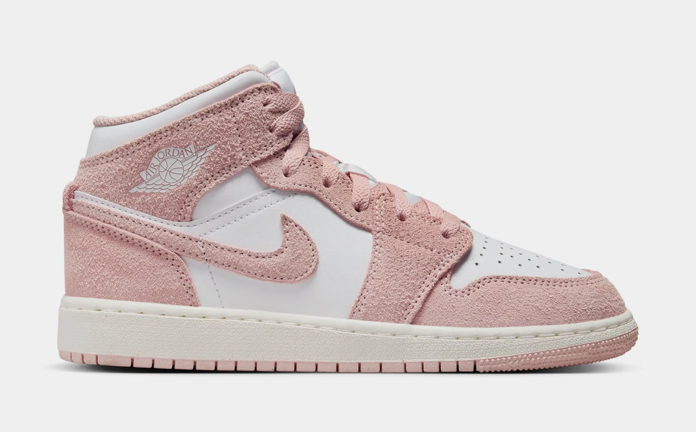 Air Jordan 1 Retro Mid SE Grade School Lifestyle Shoes (White/Legend Pink/Sail)