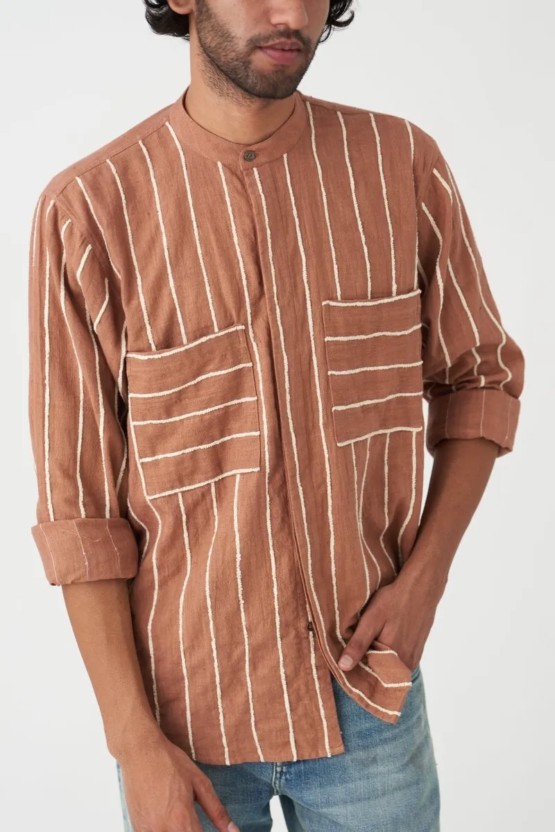 Asymmetric Pocket Detail Shirt - Champange