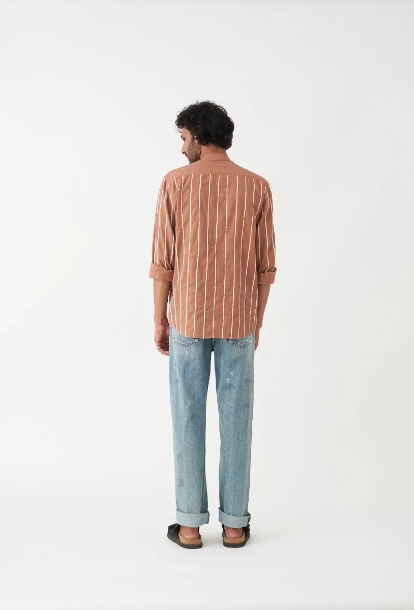 Asymmetric Pocket Detail Shirt - Champange