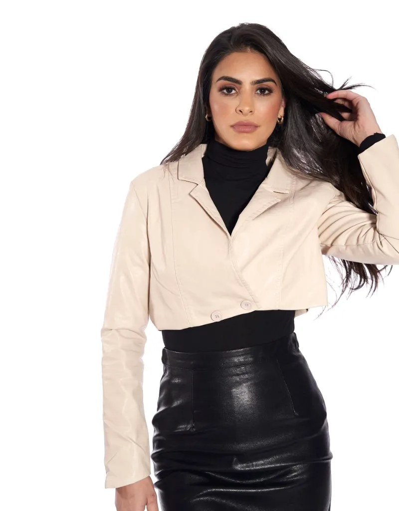 Crop PU Jacket