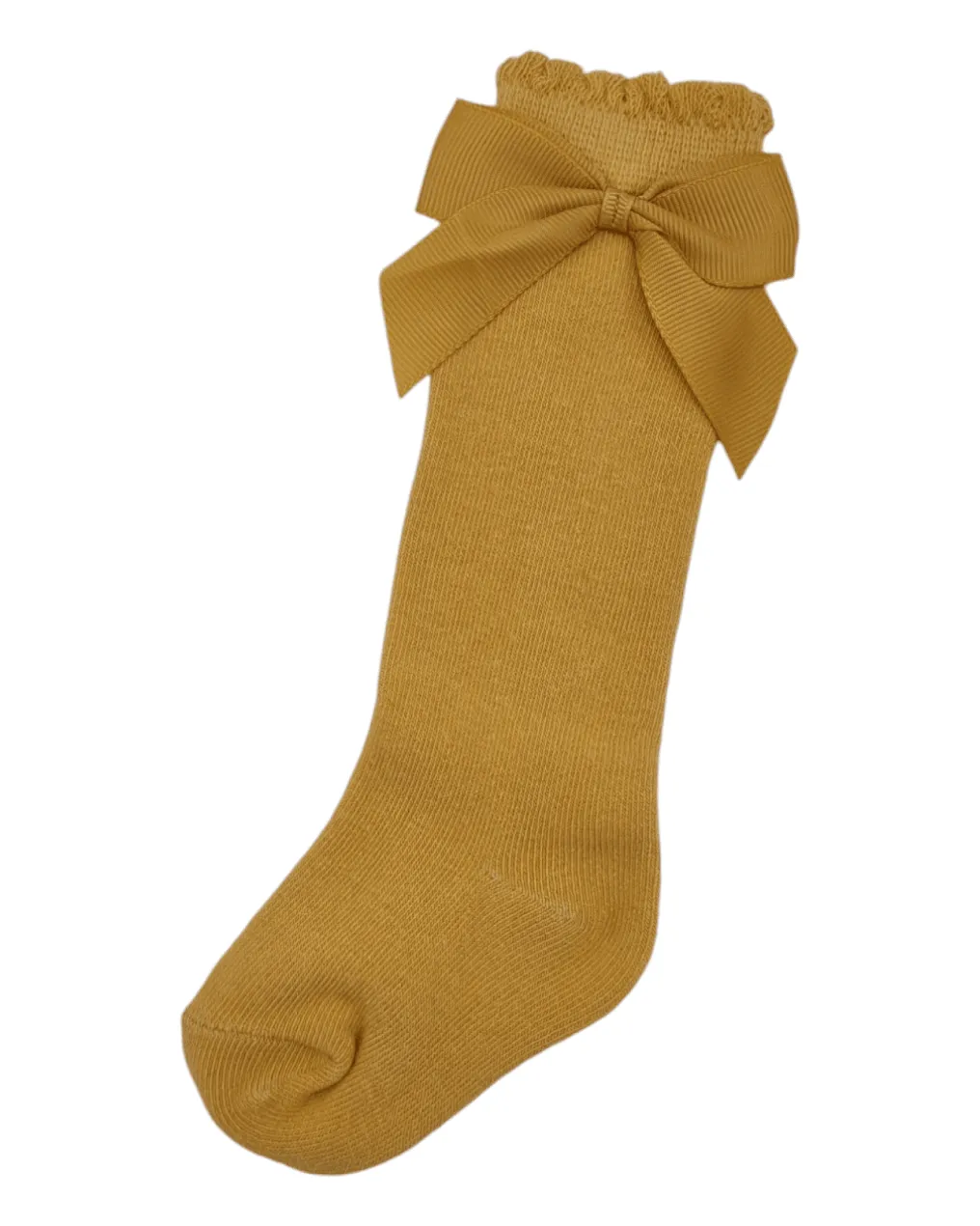 Dandelion Yellow Knee High Style Socks With 3 Inch Bow