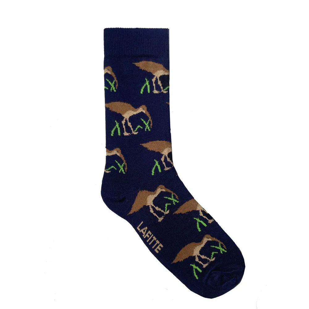 Eastern Curlew Bamboo Crew Socks in Navy