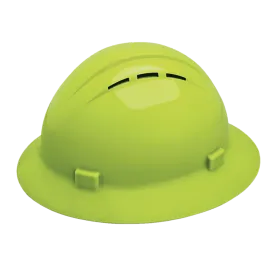 HH 19430 Hi-Vis Lime Full Brim Vented Rachet Suspension Hard Hat