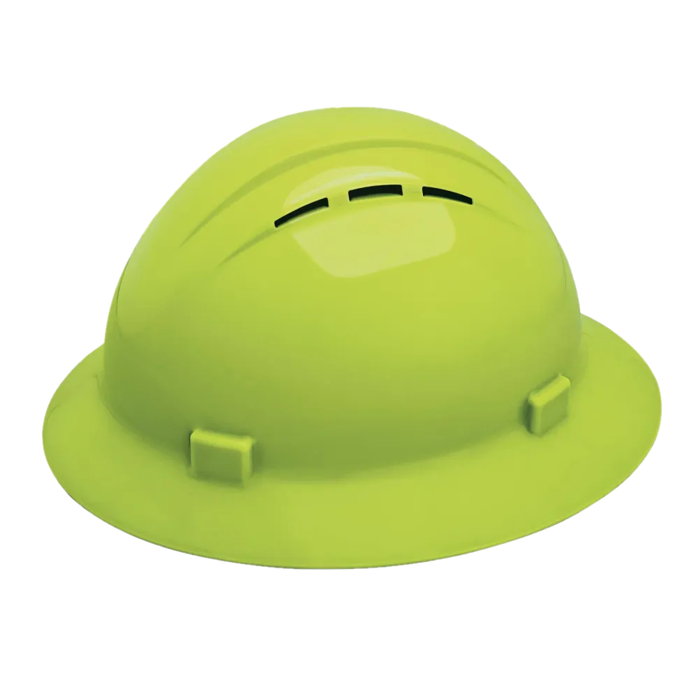 HH 19430 Hi-Vis Lime Full Brim Vented Rachet Suspension Hard Hat