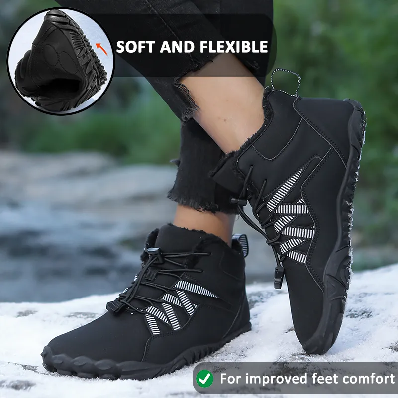 Men's Barefoot shoes Five-finger Outdoor Sports Cotton shoes Unisex Velvet Warm Snow Boots Wear-resistant Anti-ski Ground Boots Thickened Winter shoes