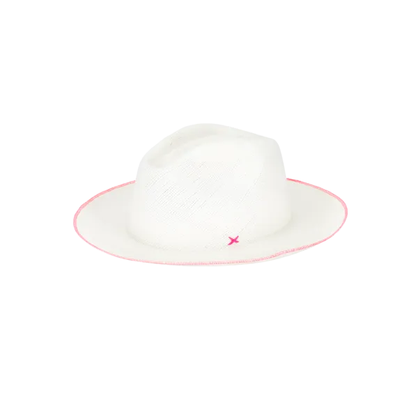 Paresi Panama Hat, Neon Pink Stitch