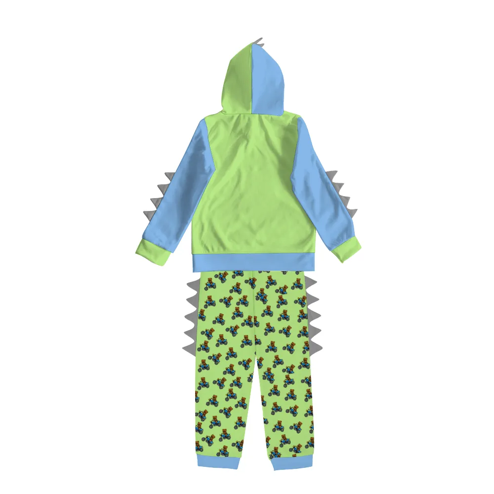 Teddy Ride Boy's Plush Dinosaur Hoodie & Pants Set