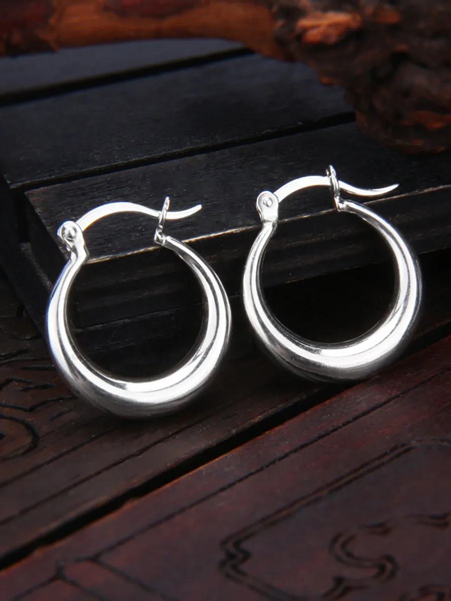 Women Casual Sliver Round Circle Earrings