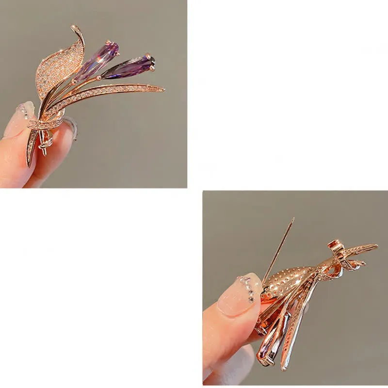 Women's Purple Lily Delicate Flower Brooch